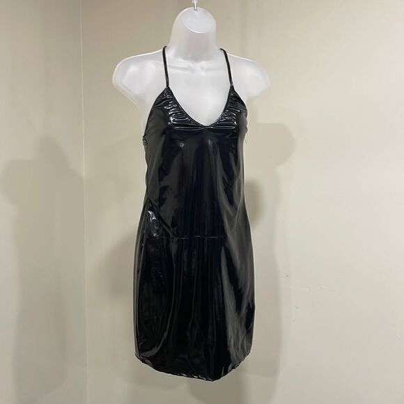 Lynira Label New York shiny little black dress.  Size M medium - Picture 1 of 9